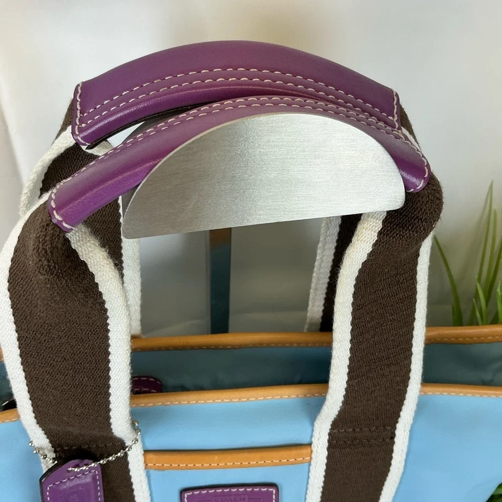 Coach 6260 Y2K Daisy Hampton Mini Blue Tote with Purple and‎ Brown Accents - Picture 8 of 16